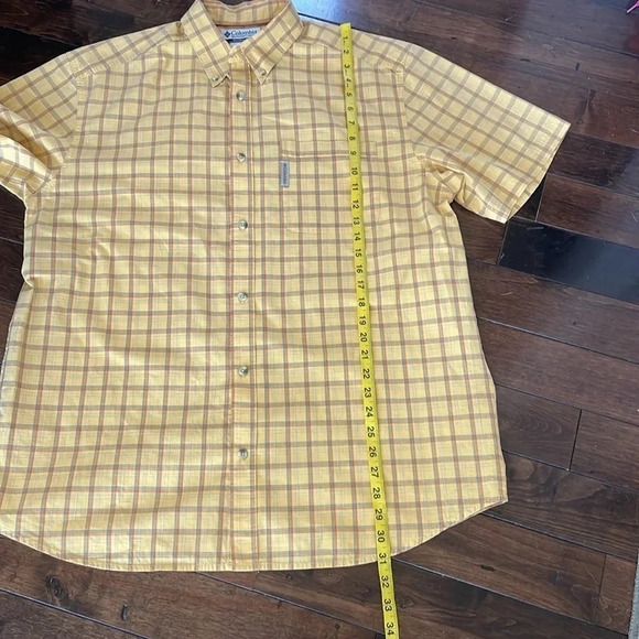 Columbia Men’s plaid short sleeved button down shirt Mustard Yellow Size L - Picture 10 of 13
